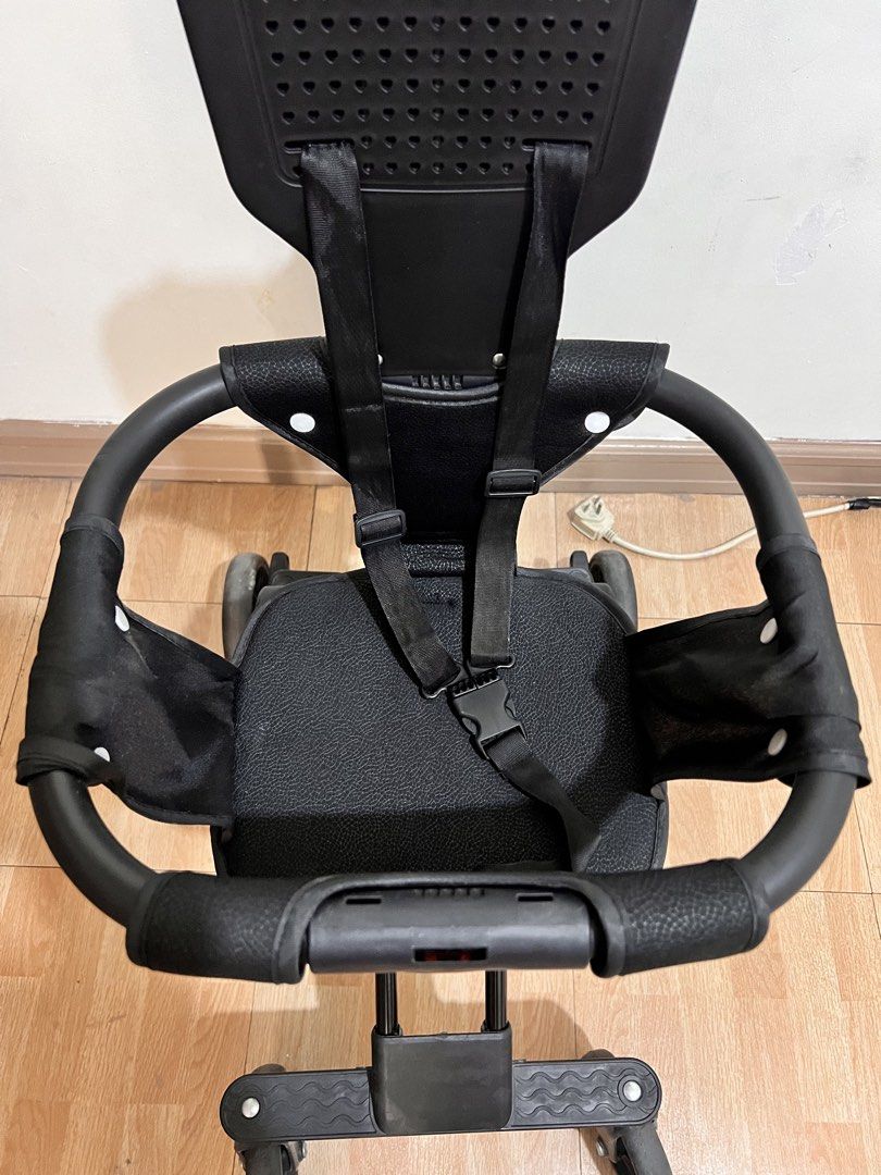 Black Lightweight Compact Stroller with Orange Accents (Category: Strollers) located in Quezon City. Submitted by handmedownbyluna (Listing ID 1453768532, Image 3). Description: - Lightweight and compact black stroller - Easy one-hand fold for convenience - Secure 5-point harness for child's safety - Ideal for travel and everyday outings - Bought in SM Preloved Baby Stroller – Very Good Condition Selling our preloved baby stroller. Still in very 