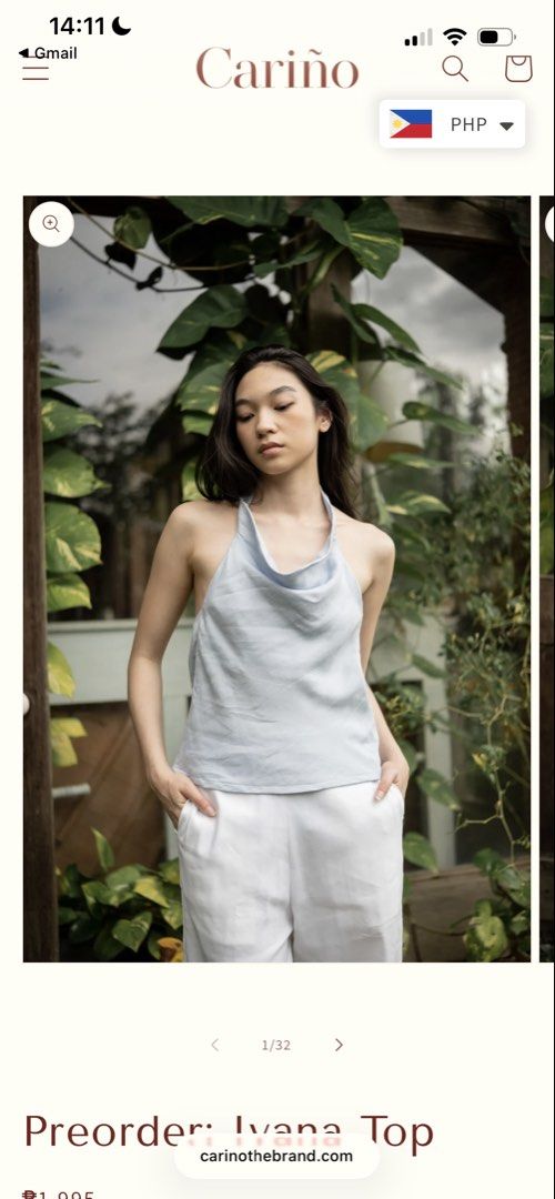Cariño Ivana Top XS (light blue) (Category: Sleeveless) located in Sindangan. Submitted by cellar_ (Listing ID 1453678099, Image 1). Description: Never worn RFS: decluttering, not my style Retails @₱1,995 Helping tags: Wear Anika, Elinora, linen tops, Beyond Collective, Araw the Line.