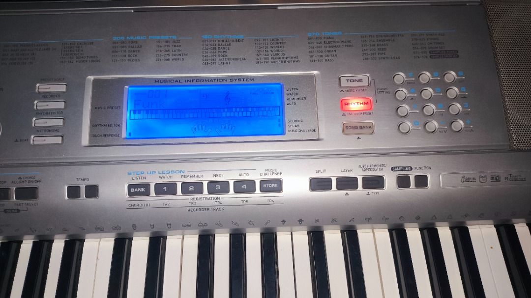 Casio Keyboard CTK-4000 (Category: Musical Instruments) located in Los Banos. Submitted by alforja1327 (Listing ID 1453699038, Image 2). Description: - Casio CTK-4000 keyboard - Large blue display screen - Numerous music creation buttons and keys - Red illuminated power button - Ideal for learning and practicing music - In good working condition - 61keys - touch response - with midi - many beat for rhythm - no hidden issue - speaker good and loud
