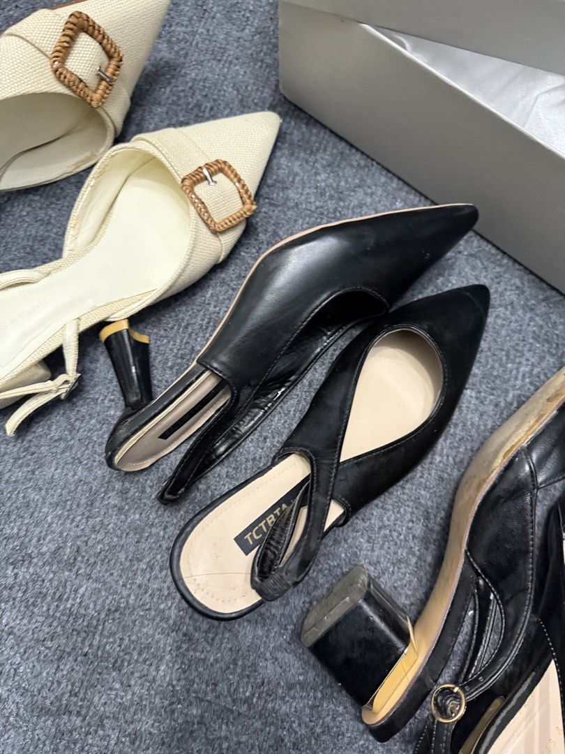 Charles and Keith Kitten Heels Set (3 pairs) (Category: Sandals) located in Echague. Submitted by eightcrafts (Listing ID 1453688364, Image 3). Description: Charles and Keith - white color sandal size 8 with box 9/10 condition Charles and Keith- black color sandal size 6 no box 6/10 condition TCTBTA - black color sandals size 6 no box 10/10 condition i spent almost 10k for the whole collection, letting them go cause i got new sets :)) PRICE IS NE
