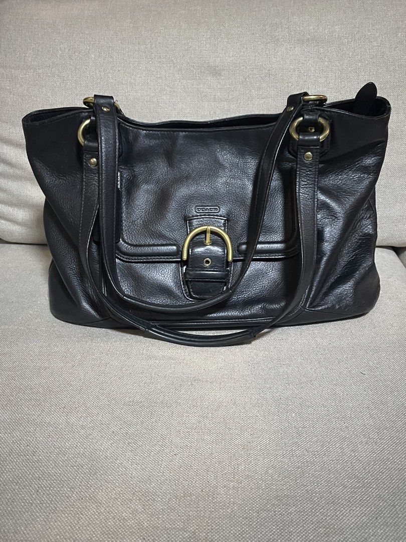 Coach Campbell Carryall Leather Handbag (Category: Luxury Bags & Wallets) located in Quezon City. Submitted by bluebutterflycoffetc (Listing ID 1453766541, Image 1). Description: - Vintage black leather Coach hand/shoulder bag - Spacious interior; one side with slip pockets for organization and the other with zippered pocket for valuables Feel free to ask for more photos!.