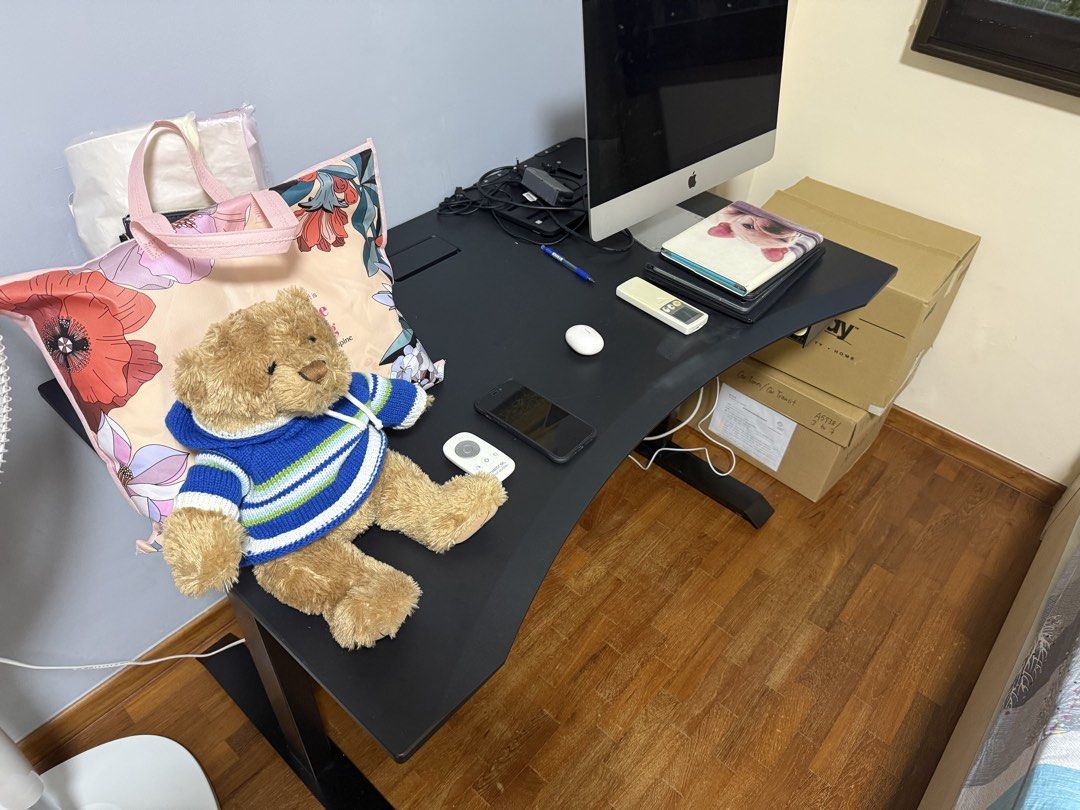 Computer table (Category: Tables & Sets) located in Singapore. Submitted by lemon1312 (Listing ID 1453738600, Image 2). Description: - Fluffy teddy bear - Blue and green striped sweater (removable) - Great for cuddling or display - Suitable for kids or room decoration - Ready for a new home.