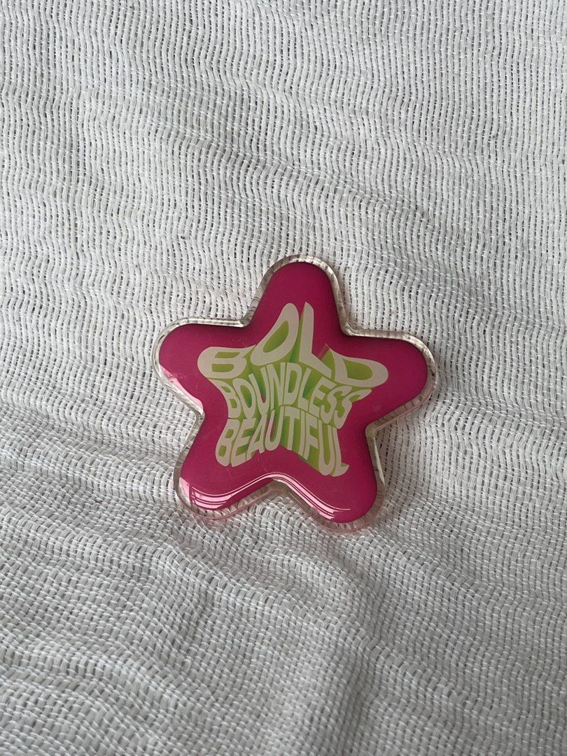 Dazzle Me Mystery Griptok Star Shaped Pink (Category: Other Mobile & Gadget Accessories) located in Manila. Submitted by prima_onda (Listing ID 1453662913, Image 1). Description: - Dazzle Me Mystery Griptok - Unique star shape - Pink design with 'Boundless Beautiful' text - Includes original mystery packaging - Ideal phone accessory - Unused.