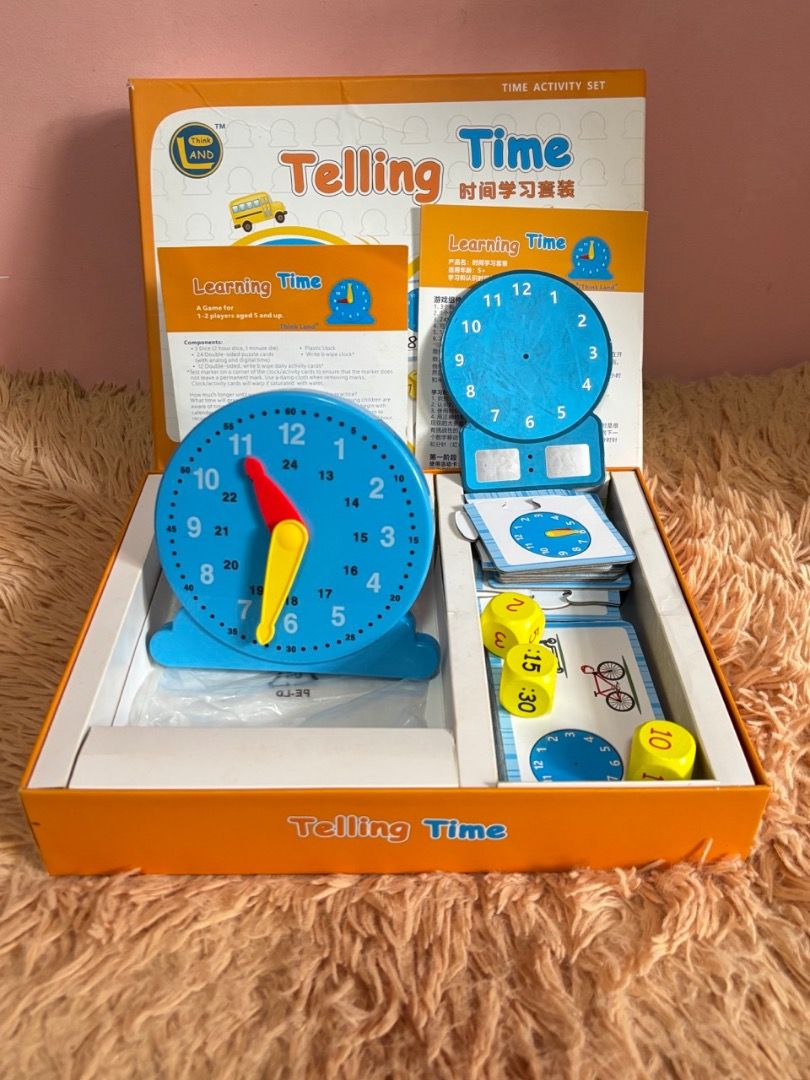 Educational Time Learning Clock Model Activity Set (Category: Educational & Learning Toys) located in Balanga. Submitted by chaiee.btn (Listing ID 1453727373, Image 1). Description: *complete accessories to help kids learn how to read an analog clock *with activity cards and puzzles Please check photos for actual condition. “As is basis”: Buyer accepts all declared, visible and/or unnoticed faults, damage, and/or missing parts, if any, the moment