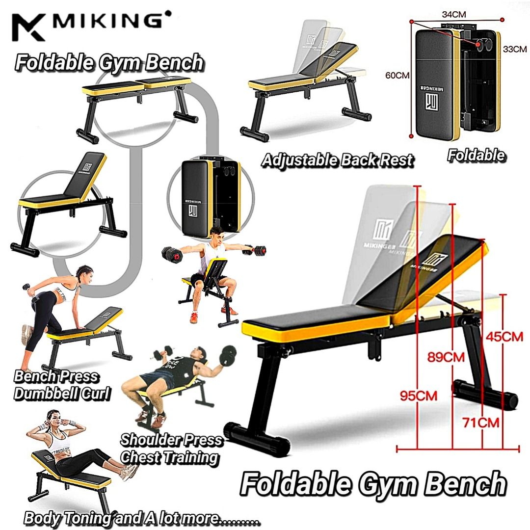 Exercise bench (Category: Cardio & Fitness Machines) located in Singapore. Submitted by marcus_furnishing (Listing ID 1453653998, Image 3). Description: Gym bench foldable, 250kg load, NEW in Box, •Incline adjustment, •Foldable, Compact, Sturdy Multipurpose gym bench For bench presses, shoulders presses, dumbbell curls, sit-ups/crunches, dips and more. It's an ideal exercise equipment for the whole body training 🍀Other Gym equipment ● Kettlebell