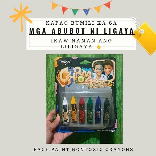 Face Paint Non Toxic Crayons (Category: Makeup) located in Taguig. Submitted by mgaabubotniligaya (Listing ID 1453670907, Image 1). Description: ✨ Brandnew and sealed ✨ Mine at your own risk ✨ No return and no refund 📍Location: Wawa / Sta. Ana, Taguig 🛵Lalamove and Pick Up Only 💸Payment First thru GCash / PayMaya and other Banks.