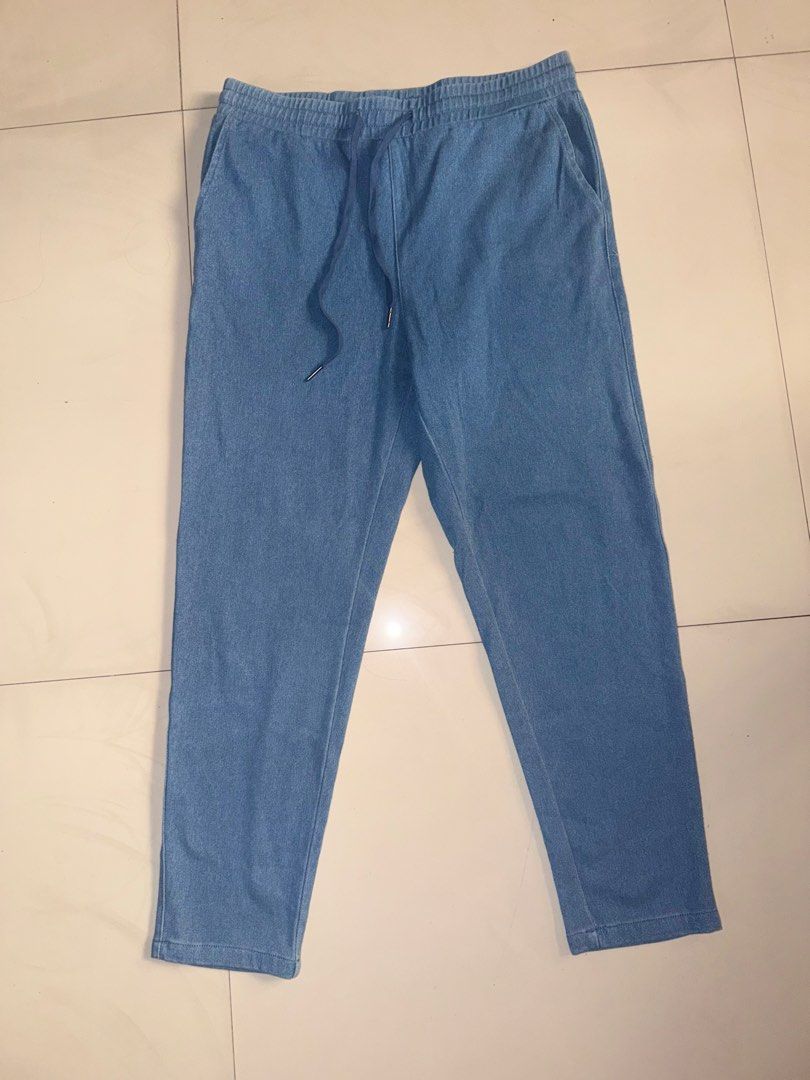 Frenchtoss Blue denim stretch drawstring pants XL (Category: Jeans) located in Bulacan. Submitted by comkay (Listing ID 1453629940, Image 1). Description: Used once Size XL 30-31 inches waist Measurements: Length: 35in Front rise: 11in Back rise: 13in Leg opening: 5.5in -Drawstring waist -2 side pockets -Material: Cotton stretch denim .