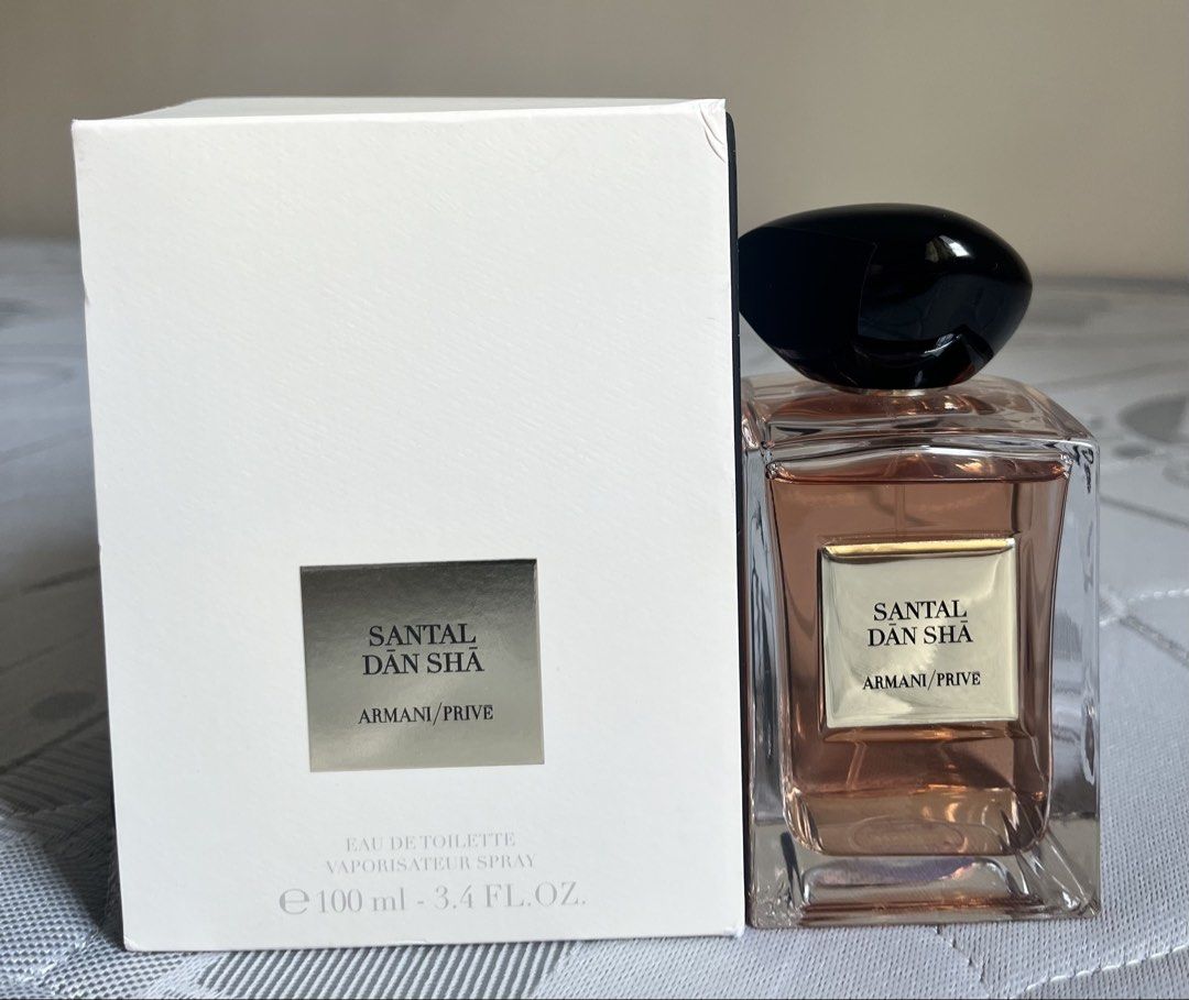 Giorgio Armani Prive Santal Dan Sha Edt (partial bottle) (Category: Fragrance & Deodorants) located in Santa Rosa. Submitted by leaubelle (Listing ID 1453636613, Image 1). Description: - Giorgio Armani Prive Santal Dan Sha - Eau de Toilette, few sprays missing from 100ml bottle - Comes in original box - Vaporisateur spray - Woody fragrance.