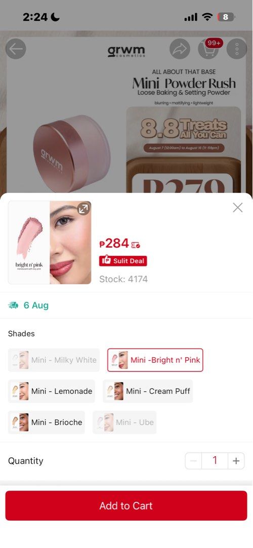 GRWM Cosmetics Mini Powder Rush - Bright n' Pink (Category: Makeup) located in Pasig City. Submitted by khiarha (Listing ID 1453680719, Image 2). Description: - GRWM Cosmetics Mini Powder Rush - Shade: Bright n' Pink - Type: Loose baking and setting powder - Benefits: Blurring, mattifying, lightweight - Use: Ideal for setting makeup - Finish: Smooth - Size: Mini, perfect for travel or trial.