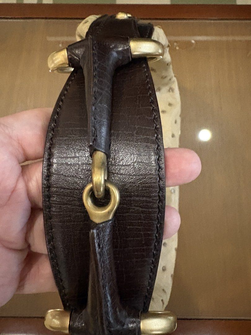 Gucci Ostrich Leather Hobo Bag (Category: Luxury Bags & Wallets) located in Quezon City. Submitted by bdrem99 (Listing ID 1453811213, Image 3). Description: - Authentic Gucci Hobo Bag - Made in Italy - Genuine Ostrich Leather (Light Beige) - Dark Brown Leather Straps & Trim - Gold-Tone Hardware - Zipper Closure - with legitgrails authenticity - Spacious Interior - Ideal for Everyday Use.