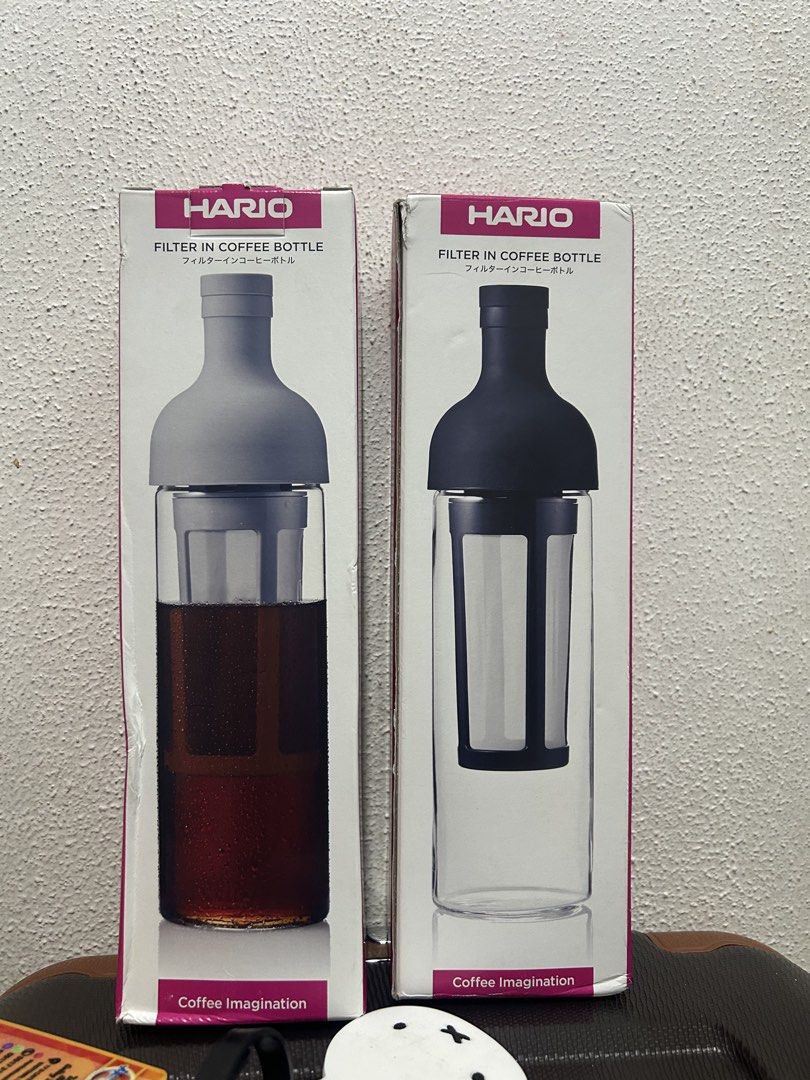 Hario Filter in Coffee Bottle - Cold Brew Maker (Category: Coffee Machines & Makers) located in Manila. Submitted by potchi.thrifts (Listing ID 1453768782, Image 1). Description: - Two Hario Filter in Coffee Bottles - Perfect for making cold brew coffee at home - Easy to use and clean - Just add coffee grounds and water, then steep - Ideal for coffee lovers - 1k each.