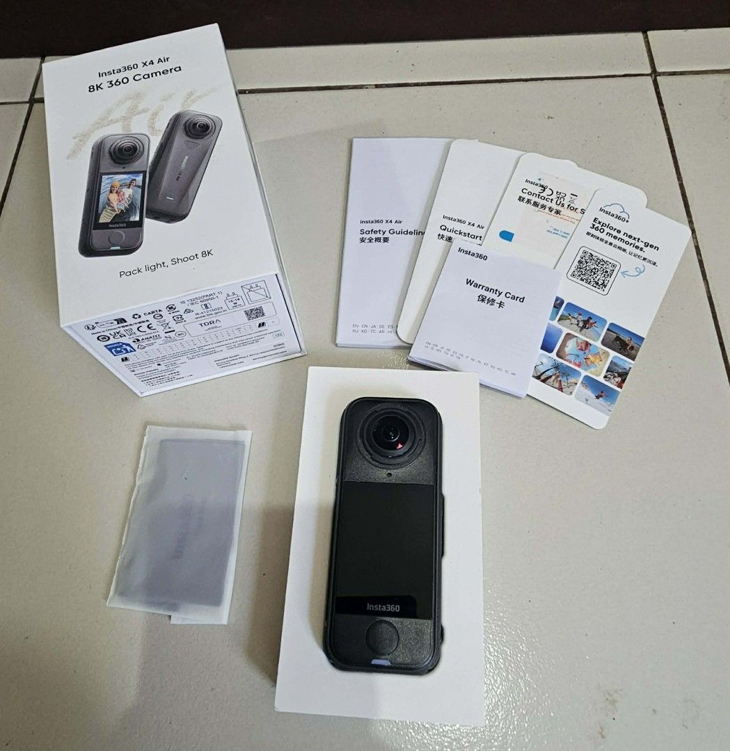 Insta 360 X4 Air (Category: Cameras) located in Dasmarinas. Submitted by xyrene_1 (Listing ID 1453675472, Image 2). Description: INSTA 360 X4 AIR 8K 360 Camera w/Accessories: - Hard Carry Case - 3 Batteries w/Charger - Paracord Wrist Strap - Silicone Protective Case - Extra Protective Case Purchased May 2026 From Amazon Used Only Once.