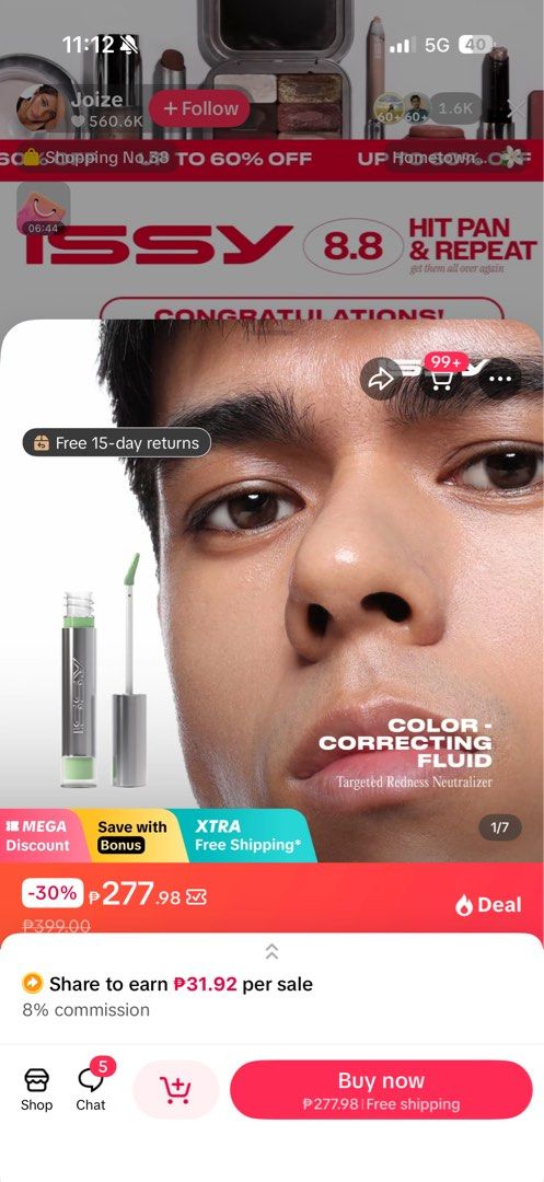 Issy Color Corrector (Category: Makeup) located in Manila. Submitted by jcv.25 (Listing ID 1453781476, Image 1). Description: issy green color corrector - used once nung graduation lang - super konti lang nabawas - with box pa.