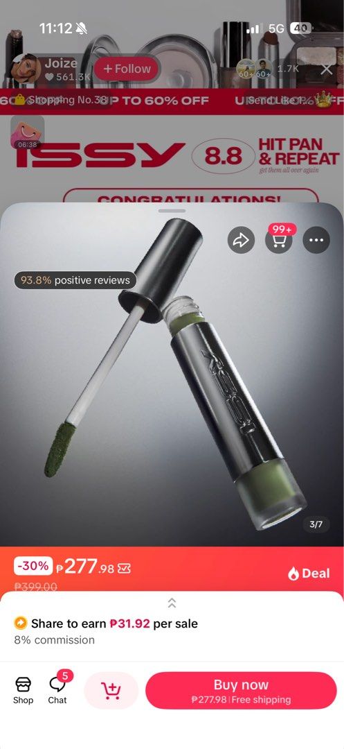 Issy Color Corrector (Category: Makeup) located in Manila. Submitted by jcv.25 (Listing ID 1453781476, Image 2). Description: issy green color corrector - used once nung graduation lang - super konti lang nabawas - with box pa.