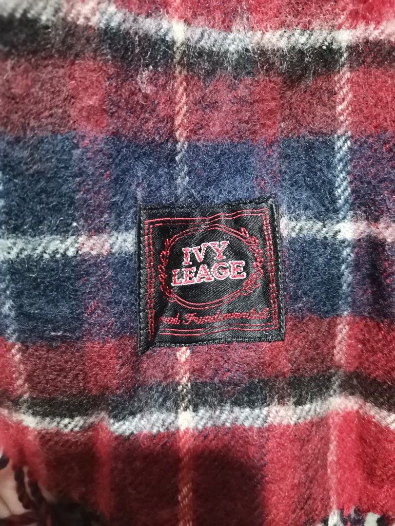 IVY LEAGE Plaid Scarf Red Blue Wool Blend (Category: Scarves) located in Quezon City. Submitted by heybailey (Listing ID 1453696910, Image 2). Description: - Classic plaid pattern in red, blue, and white. - Soft wool blend for ultimate warmth and comfort. - Stylish fringed ends for a touch of flair. - Ideal accessory for chilly weather, channeling an Ivy League vibe. - Keep cozy and fashionable all season long..