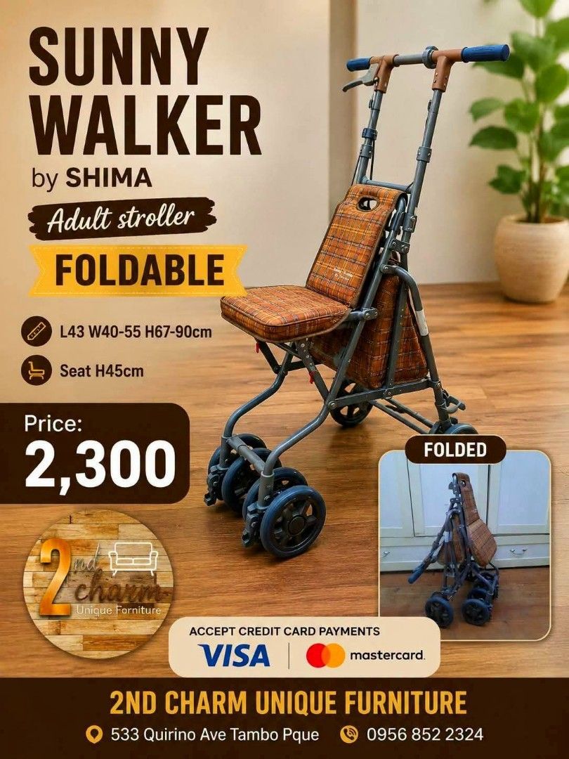 Japan Surplus SUNNY WALKER foldable elderly stroller w/ mini storage (Category: Wheelchairs) located in Paranaque City. Submitted by eu.kr.jpsurplus (Listing ID 1453773516, Image 1). Description: 💳 𝐌𝐨𝐝𝐞 𝐨𝐟 𝐏𝐚𝐲𝐦𝐞𝐧𝐭 ✅ QR Ph Credit Card (Visa/MC) ️️✅️ QR Ph Sh0peeP@y ✅️ GCash ✅ BDO Bank Transfer ✅ BPI Bank Transfer 📍 𝙋𝙖𝙮𝙢𝙚𝙣𝙩 𝙞𝙨 𝙢𝙖𝙙𝙚 𝙪𝙥𝙤𝙣 𝙥𝙞𝙘𝙠-𝙪𝙥 𝙛𝙧𝙤𝙢 𝙪𝙨..