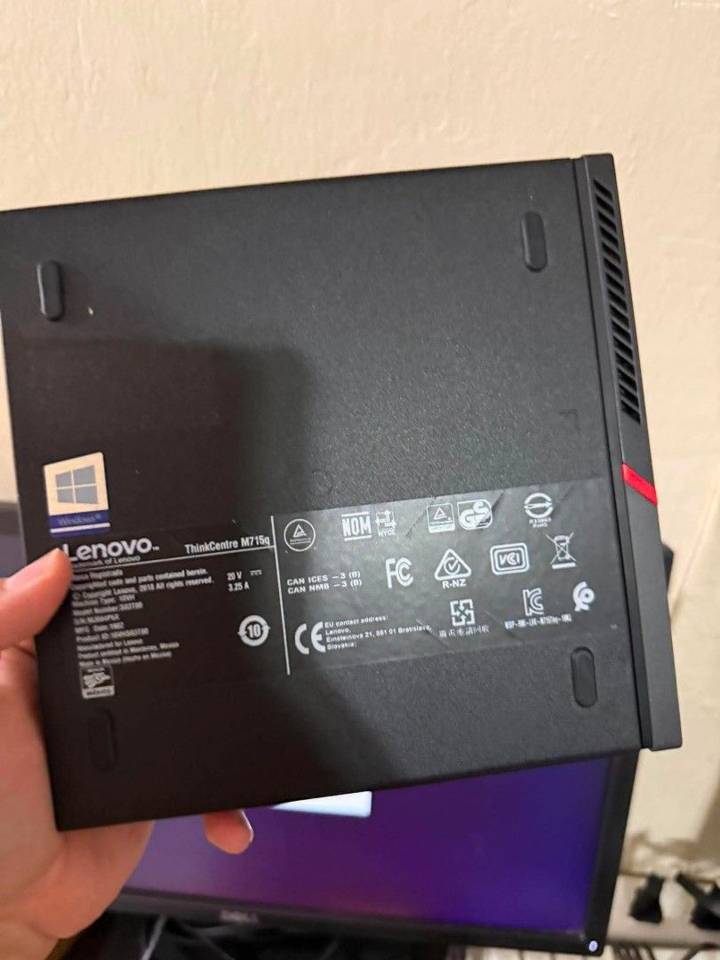 Lenovo ThinkCentre M715q Tiny Desktop PC (Category: Desktops) located in Manila. Submitted by happyearth.953a15 (Listing ID 1453627091, Image 2). Description: Thinkcentre M715q mini Amd ryzen 5 pro 2400GE AMD Radeon Vega 11 graphics 16gb ram 256gb ssd Windows 11 pro OS Unit with power adapter 💸💸 8,500 Location: San Andres bukid manila Pick up or deliver COD.