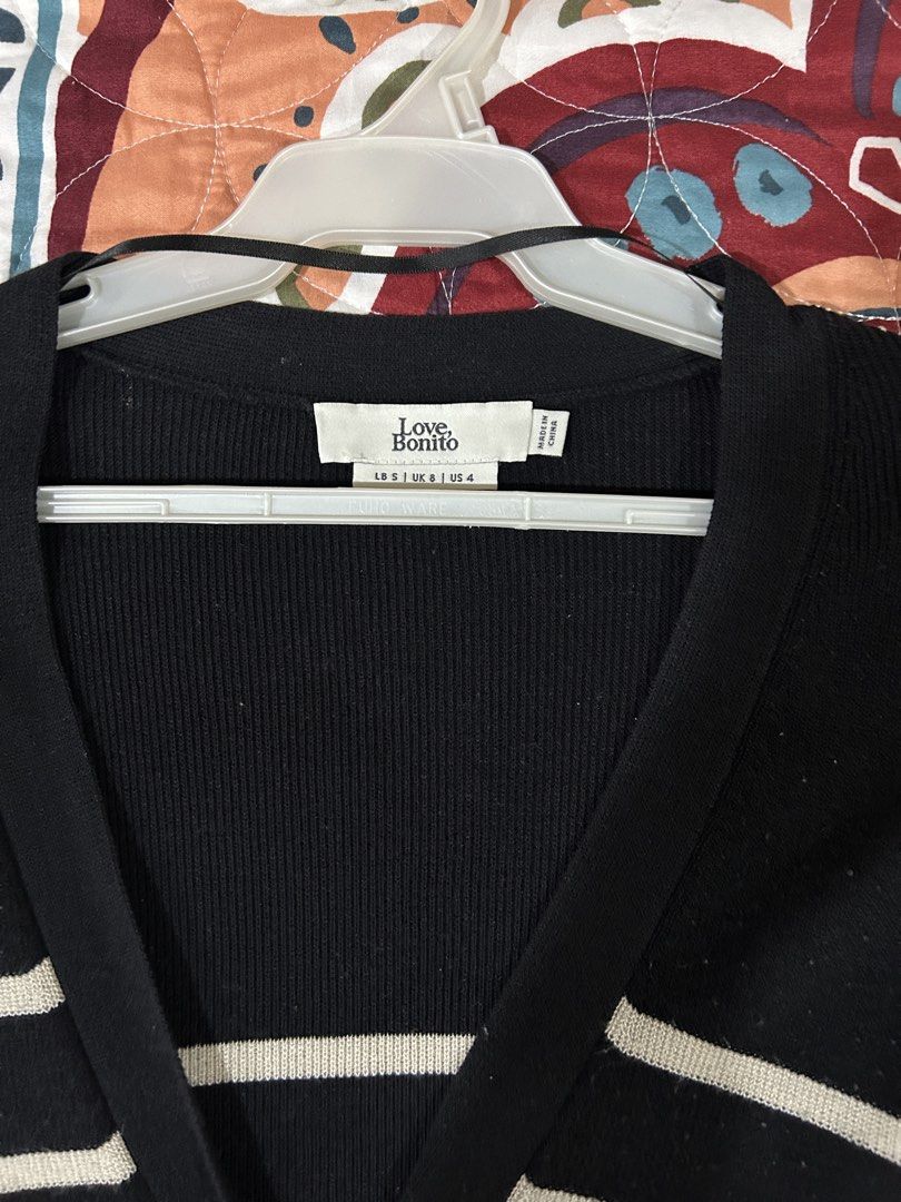 Love Bonito Stripes Cardigan (Category: Coats, Jackets and Outerwear) located in San Juan City. Submitted by curatedbymae (Listing ID 1453754507, Image 3). Description: Item: Love Bonito Stripes Cardigan - some parts of the fabric got fuzzy (himulmol) Size: S Mode of payment: GCASH/MAYA Shipping: J&T/Grab/Lalamove (Buyer will ahoulfer the shipping fee.) .