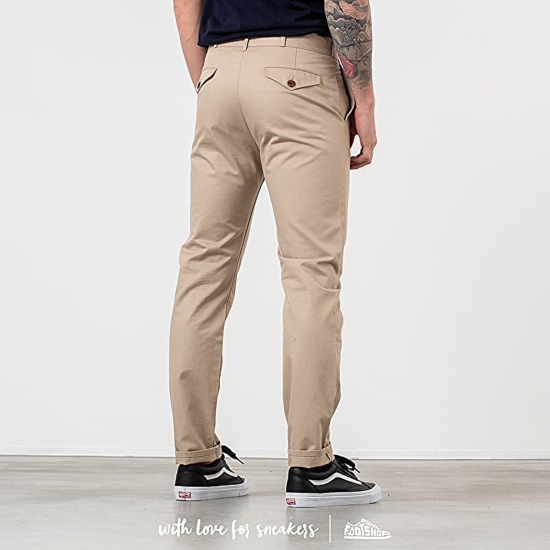 Maison kitsune chino parfait pants - beige (Category: Chinos) located in Manila. Submitted by corner_finds (Listing ID 1453756645, Image 2). Description: size 29 on tag fit up to 30' waistline inseam 31' leg opening 7' front rise 11' thigh 11' hangtag still intact DS condition no major flaws no inclusions item only can send more photos upon request 1299+sf dm.