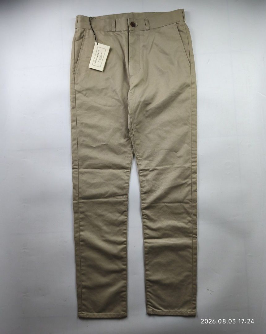 Maison kitsune chino parfait pants - beige (Category: Chinos) located in Manila. Submitted by corner_finds (Listing ID 1453756645, Image 3). Description: size 29 on tag fit up to 30' waistline inseam 31' leg opening 7' front rise 11' thigh 11' hangtag still intact DS condition no major flaws no inclusions item only can send more photos upon request 1299+sf dm.