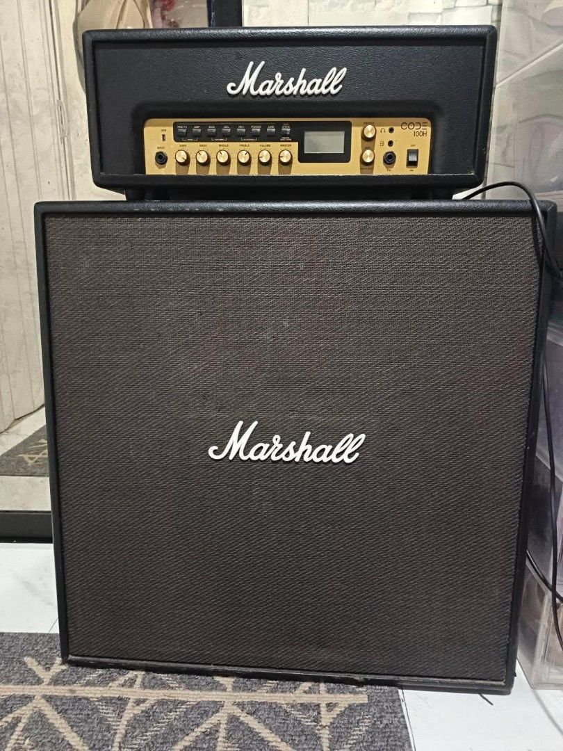 Marshall amplifier stock set (Category: Soundbars, Speakers & Amplifiers) located in Manila. Submitted by philr80538 (Listing ID 1453800923, Image 1). Description: - Marshall CODE100H amplifier head - Marshall CODE412 4x12 speaker cabinet - Versatile tones and built-in effects on the head - Powerful, massive sound from the 4x12 cab - Ideal for both practice sessions and live performances - Sold as a complete stack Hindi na nagagamit.. my Flaws sa