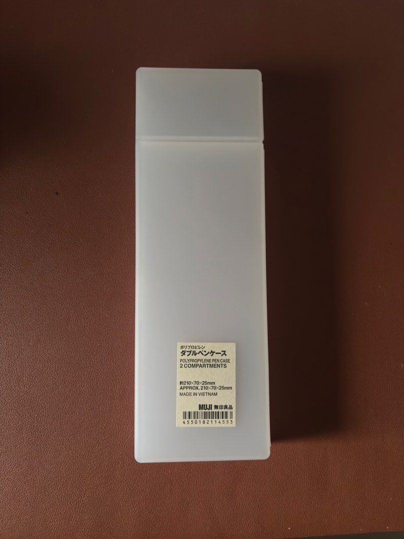 MUJI PP Pen Case 2 Compartments (BRAND NEW) (Category: Stationery & School Supplies) located in Manila. Submitted by daysandpages (Listing ID 1453702532, Image 1). Description: used only once. original price = ₱125 will give freebies. MOP: Gcash (PAYO) MOD: J&T (Buyer will shoulder sf) Location: Novaliches, QC.