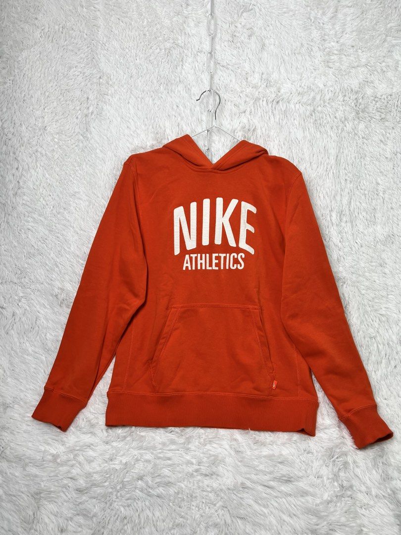 Nike Athletics Orange Hoodie Jacket (Category: Coats, Jackets and Outerwear) located in Apalit. Submitted by jjs_thrift_finds (Listing ID 1453726925, Image 1). Description: Mandaluyong Pick Up Shipping via J&t or lalamove length 25 width 20 size on tag XL.