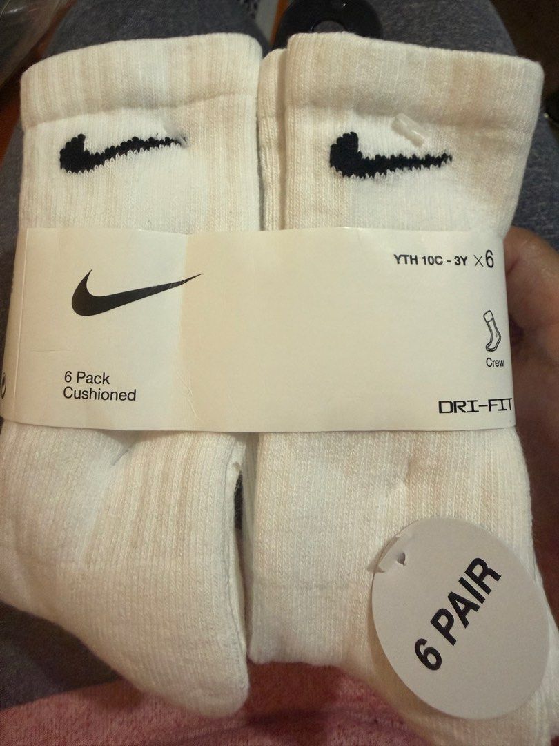 Nike Dri Fit Socks 6 pairs (Category: Babies & Kids Fashion) located in Quezon City. Submitted by princesspatsy100 (Listing ID 1453705385, Image 1). Description: 13-16cm Approximately 3-4yrs old Brand new from USA 6 pairs.