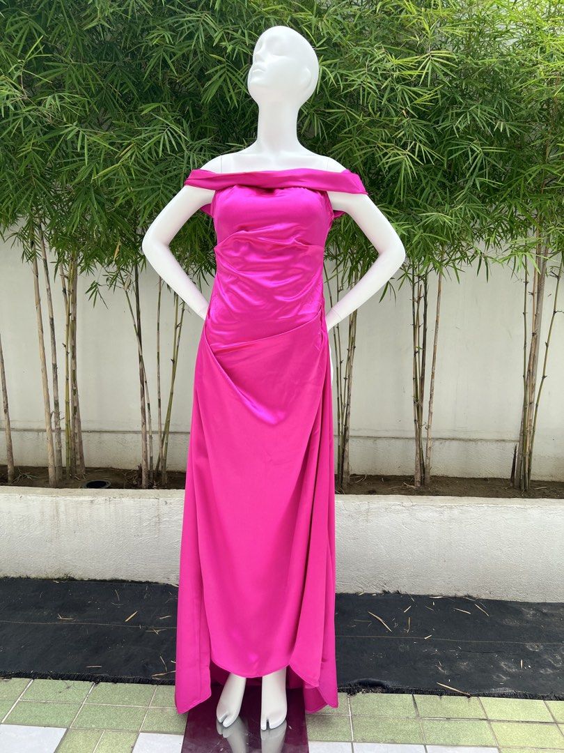 Off-shoulder Fuchsia Ruched Maxi Dress (Category: Dresses) located in Quezon City. Submitted by amandasee21 (Listing ID 1453785257, Image 3). Description: - Vibrant fuchsia off-shoulder maxi dress - Flattering side ruching detail - Fabric with a lovely sheen - Ideal for parties or formal events - Guaranteed to make a statement.