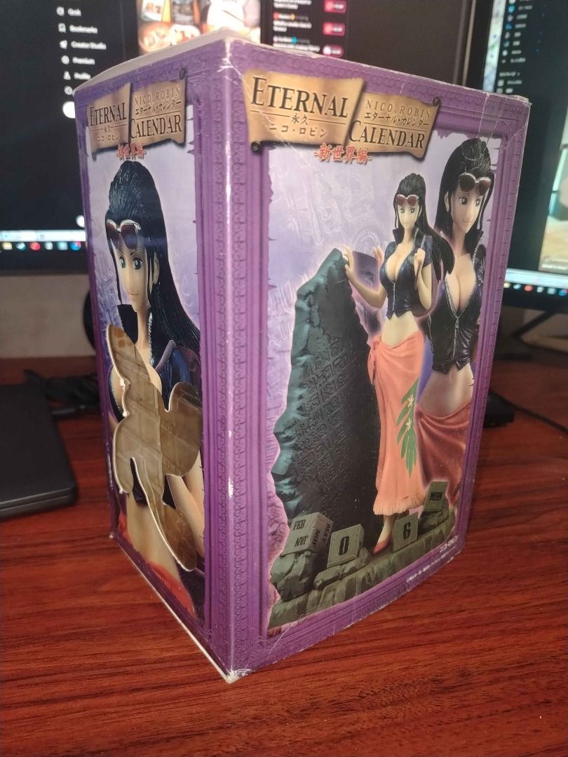 One Piece Eternal Calendar Robin Figure (Category: Figurines & Statues) located in Lipa City. Submitted by vergaraac (Listing ID 1453735046, Image 2). Description: Condition: - Some wear and tear on box & yellowing on plastic cover from being in storage, unused/not displayed - Figures are visibly in good condition, buyer may ask for photos/videos of figures for further inspection.