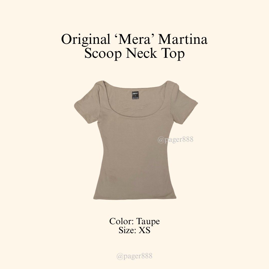 Original 'Mera' Martina Scoop Neck Top (Category: Shirts) located in Manila. Submitted by pager888 (Listing ID 1453764011, Image 1). Description: -Used twice -Bought it in Tik Tok shop -RFS: Not my style anymore.
