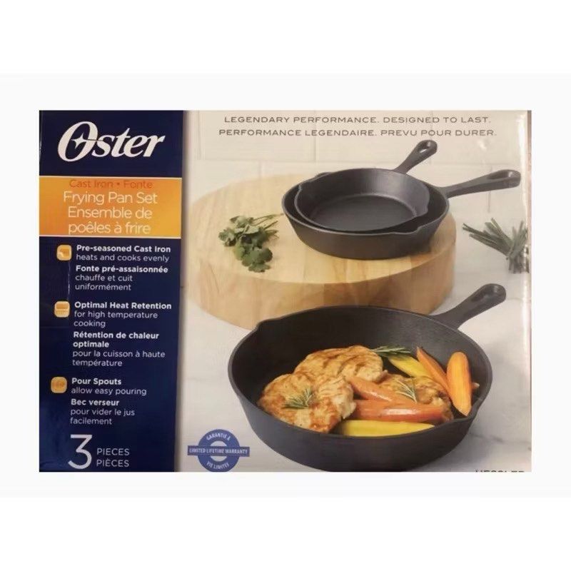 Oster Cast Iron 3pcs set Oven Induction Compatible (Category: Other Kitchenware & Tableware) located in Quezon City. Submitted by theluxurycityph. (Listing ID 1453635081, Image 1). Description: Oster Cast Iron 3pcs set Oven Induction Compatible.