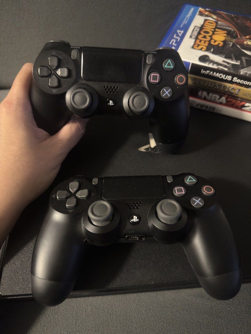 PS4 Pro Console with 2 Controllers and 4 Games (Category: PlayStation) located in Pasig City. Submitted by robbiseraphin (Listing ID 1453756138, Image 3). Description: 📋 Listing: PS4 Pro 1TB with 4 games and 2 DualShock controllers 💰 with 1 controller 7500 php 💰 💰 with 2 controllers 8500 php 💰 🎮 ALL IN Inclusives: - PS4 Pro 1TB (never been opened or repaired) - 2 black original DualShock controllers (no issues ) - 4 CD games (all codes used