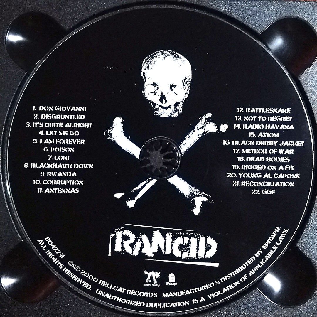 Rancid - Rancid 5 CD Album (Category: CDs & DVDs) located in Taguig. Submitted by znarfscriber (Listing ID 1453723598, Image 3). Description: Rancid Rancid 5 CD Album Made In The USA Hellcat Records 2000 Comes in 4-panel digipak with a booklet that folds out to 5x4 panels, with a poster on one side and lyrics and credits on the other. Cover: EX Media: NM RFS: Decluttering/Need Funds.