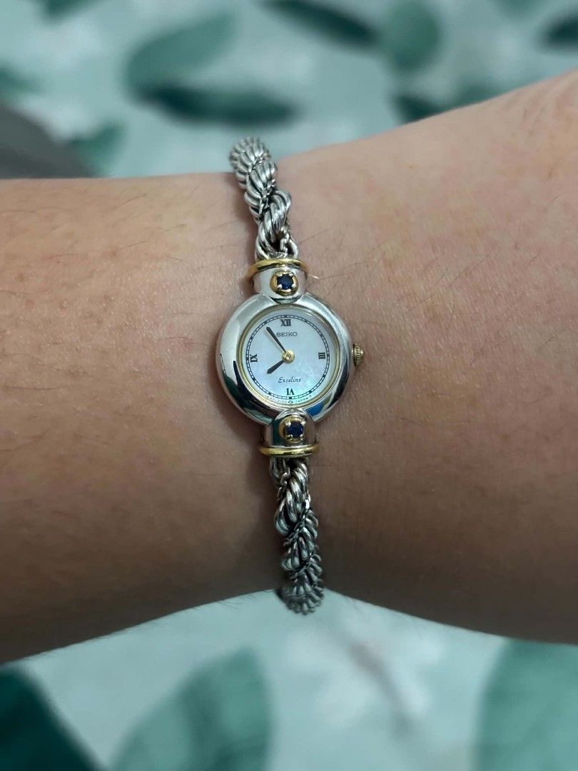 (RARE) Seiko Exceline Twisted Rope (Category: Luxury Watches) located in Rizal. Submitted by masterwatch_192 (Listing ID 1453754868, Image 2). Description: (RARE) Seiko Exceline Twisted Rope Chain Watch 15mm MOP Dial Sign of use Up to 7.5 inch wrist size As is 15k.