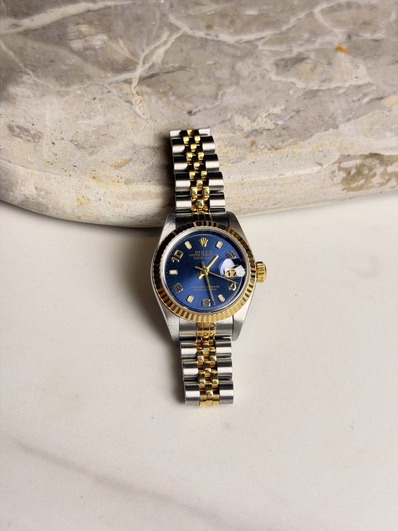 Rolex Datejust 26 (Category: Luxury Watches) located in Quezon City. Submitted by LuxPieces (Listing ID 1453726188, Image 1). Description: Rolex Datejust Size 26mm Ref. 79173 Year 2001 Rare blue arabic dial Watch only 9.5/10 condition 305k only.