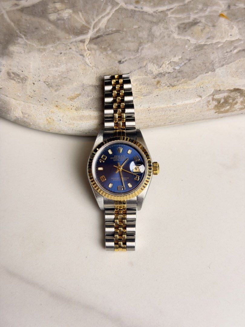 Rolex Datejust 26 (Category: Luxury Watches) located in Quezon City. Submitted by LuxPieces (Listing ID 1453726188, Image 2). Description: Rolex Datejust Size 26mm Ref. 79173 Year 2001 Rare blue arabic dial Watch only 9.5/10 condition 305k only.