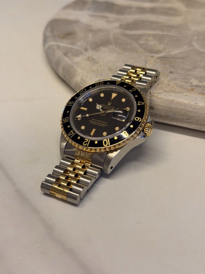 Rolex GMT Master II (Category: Luxury Watches) located in Quezon City. Submitted by LuxPieces (Listing ID 1453732787, Image 3). Description: Rolex GMT Master II Pre-guinness Size 40mm Two Tone Gold with Steel Jubilee Bracelet Ref. 16713 Year 1991 Amazing condition 585k only.