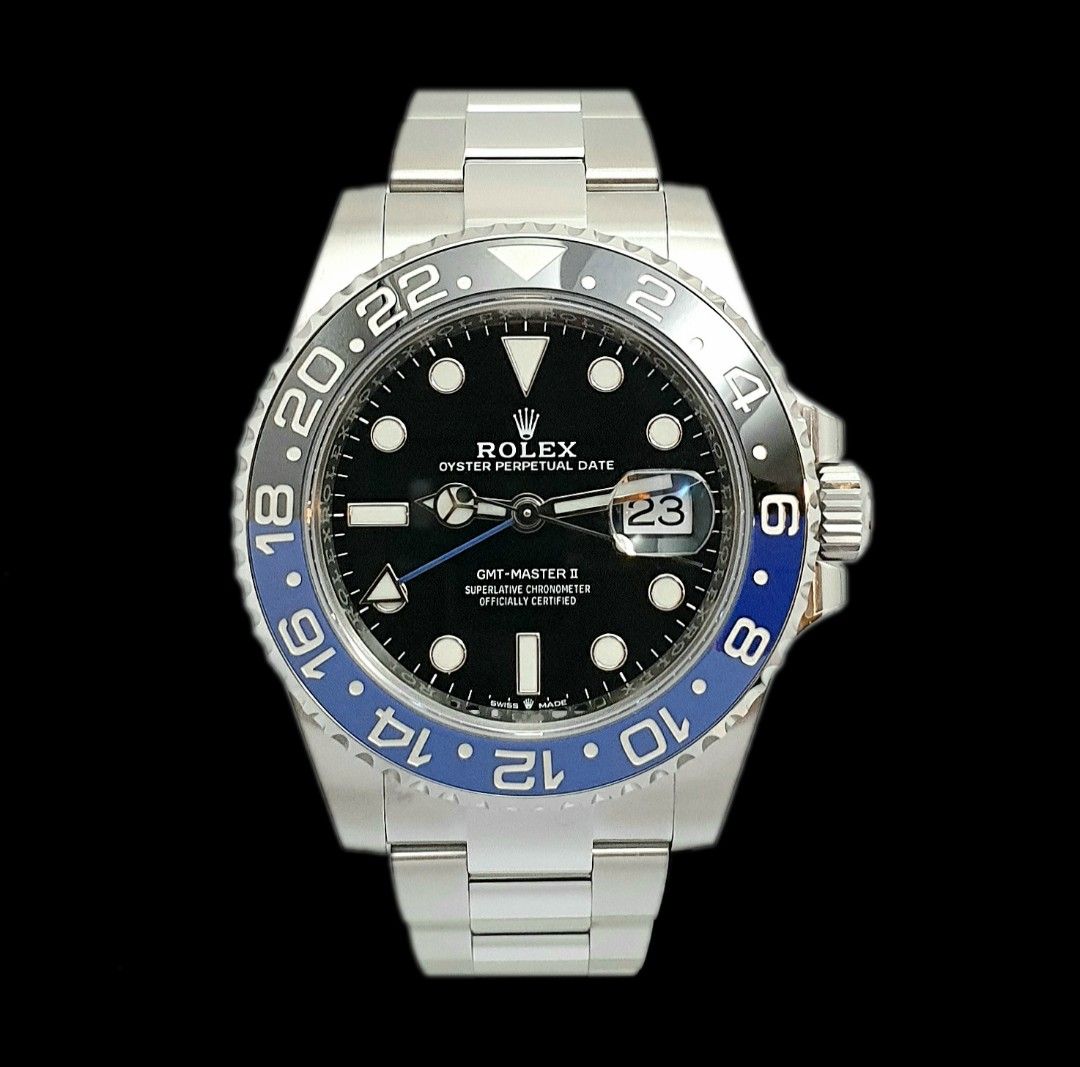 Rolex Oyster Perpetual GMT Master 2 Batman Model 126710BLNR in NOS Condition with Full Set from August 2022 (Category: Watches) located in Singapore. Submitted by luxemontresg (Listing ID 1453770070, Image 1). Description: We have for sale a Rolex Oyster Perpetual GMT Master II Batman in Stainless Steel on Oyster Bracelet valid Int'l Warranty Dated Q3 2022 (New Old Stock Condition with Full Set) Model Reference • M126710BLNR -0003 Condition • New