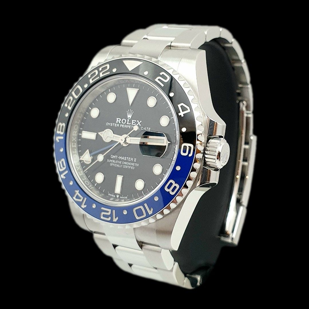 Rolex Oyster Perpetual GMT Master 2 Batman Model 126710BLNR in NOS Condition with Full Set from August 2022 (Category: Watches) located in Singapore. Submitted by luxemontresg (Listing ID 1453770070, Image 2). Description: We have for sale a Rolex Oyster Perpetual GMT Master II Batman in Stainless Steel on Oyster Bracelet valid Int'l Warranty Dated Q3 2022 (New Old Stock Condition with Full Set) Model Reference • M126710BLNR -0003 Condition • New