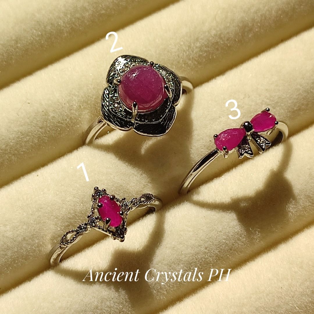 Ruby Rings (Category: Rings) located in Makati City. Submitted by ancientph (Listing ID 1453807249, Image 2). Description: ✧˖°. Ruby Rings ✧˖°. From the Golden Hours Collection Good for: -Ignite fiery passion, desire, and energy -Attracts wealth, power, and high prosperity -Boosts courage, motivation, and self-worth -Protects the heart and shields vital energy °•°•°•°•°• Type: Adjustable ring from size 4-8 Material: sterling silver Color: silver 