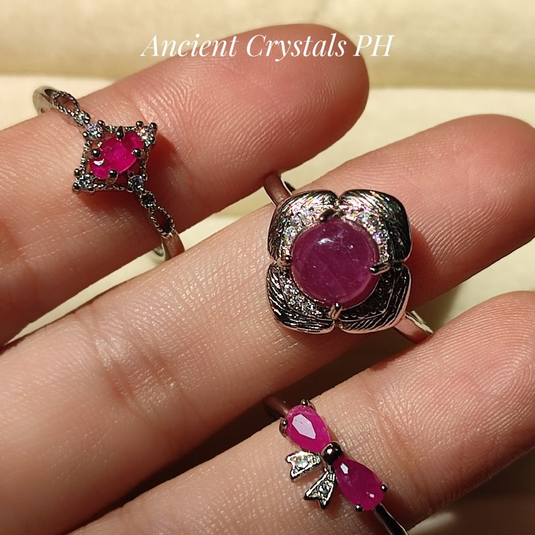 Ruby Rings (Category: Rings) located in Makati City. Submitted by ancientph (Listing ID 1453807249, Image 3). Description: ✧˖°. Ruby Rings ✧˖°. From the Golden Hours Collection Good for: -Ignite fiery passion, desire, and energy -Attracts wealth, power, and high prosperity -Boosts courage, motivation, and self-worth -Protects the heart and shields vital energy °•°•°•°•°• Type: Adjustable ring from size 4-8 Material: sterling silver Color: silver 