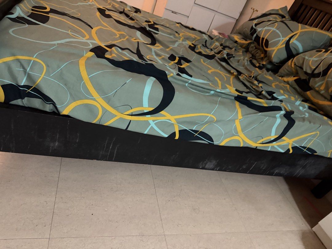 Semi Double Bed Frame + Mattress (Category: Bed Frames & Mattresses) located in Mandaluyong City. Submitted by declutterwithcarmen (Listing ID 1453790122, Image 2). Description: Mattress is from Uratex Not sure where the bed frame is from but used for a year already. Only planning to upgrade once this is sold.