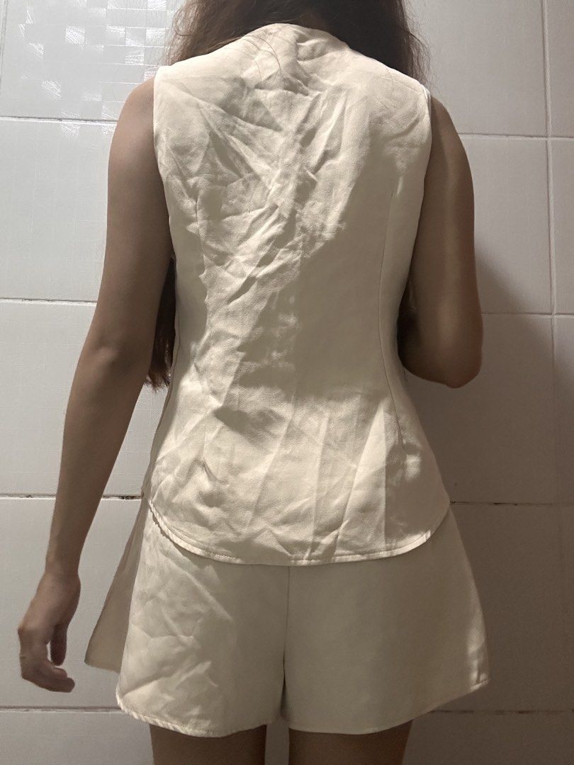 Shein Cream Vest Skort Coords (Category: Sets or Coordinates) located in Manila. Submitted by prettytrendsboutique (Listing ID 1438468747, Image 3). Description: Size - S (on tag) - up to semi med - Good for birthday pics/ party/ panggala/ pangdate - Visit my shop for more trendy options or dm me for more selections 📍Location: Manila Can be shipped via Lalamove or Grab around Metro Manila (Same Day Shipping Available) Jnt for provinces only PAYM