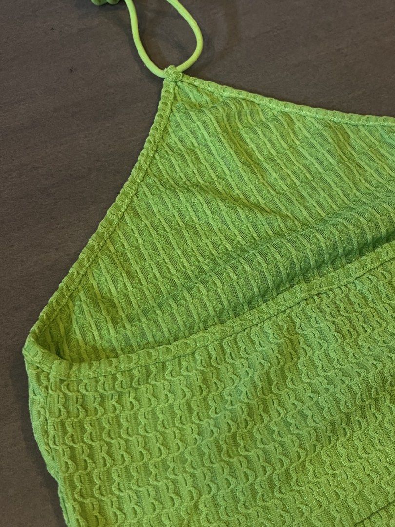 SHEIN Lime Green Textured Halter Neck Crop Top (Category: Sleeveless) located in Manila. Submitted by happyshark-bb5753 (Listing ID 1453684063, Image 3). Description: can meet-up bulacan/manila.