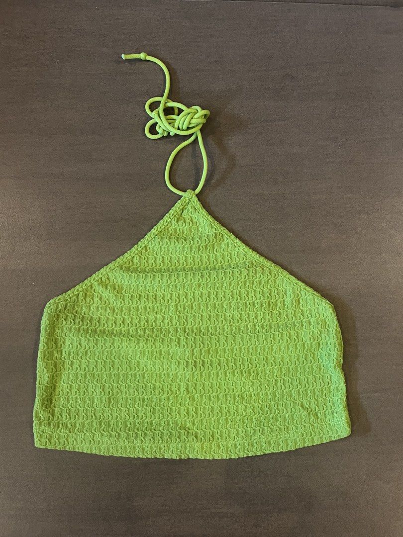 SHEIN Lime Green Textured Halter Neck Crop Top (Category: Sleeveless) located in Manila. Submitted by happyshark-bb5753 (Listing ID 1453684063, Image 1). Description: can meet-up bulacan/manila.