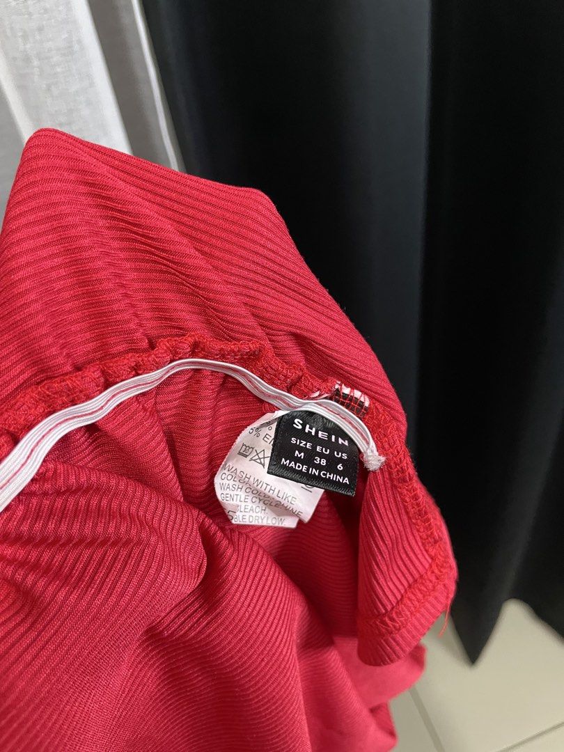 SHEIN Red Lace Trim Ribbed Camisole Top (Category: Sleeveless) located in Manila. Submitted by bbxckz (Listing ID 1453662992, Image 3). Description: Shein lace top — bnew condi Size M pero fit to small body hugging din yan sha Ganda ng fit nyan huhu once used natambak langs.