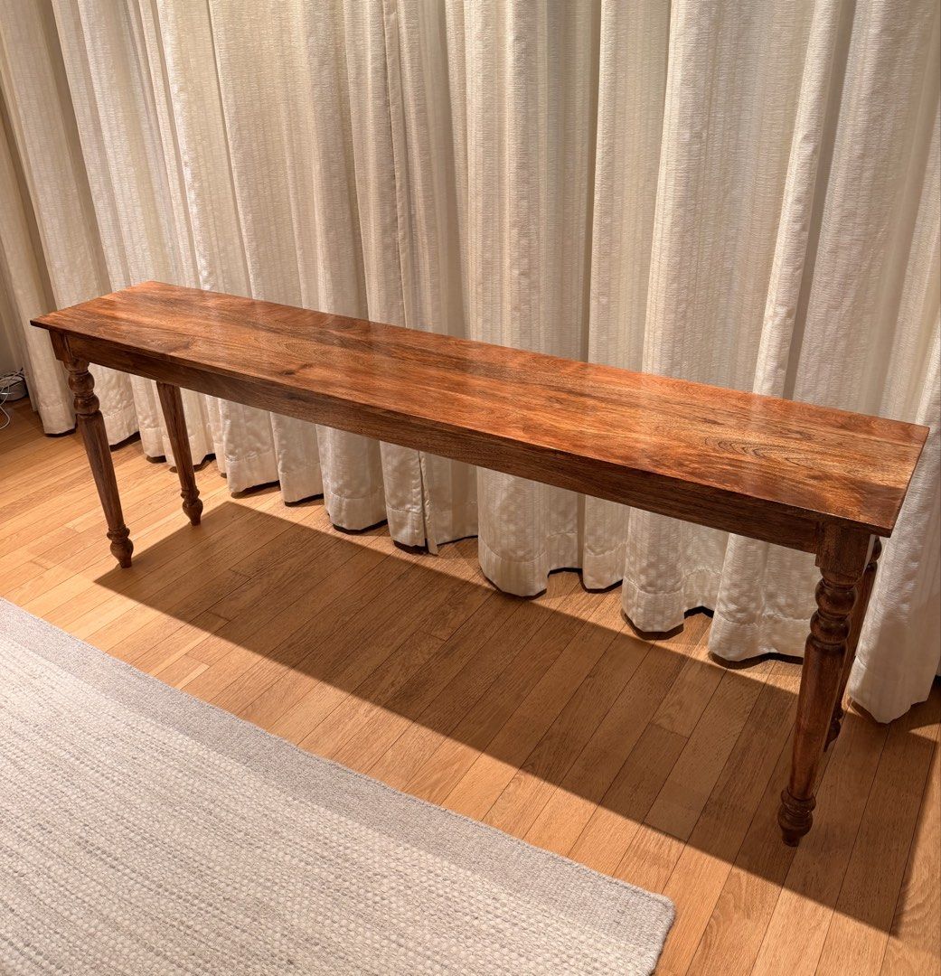 Side table (Category: Tables & Sets) located in Singapore. Submitted by oli0401 (Listing ID 1453772158, Image 1). Description: Classic custom made table - BRAND NEW!! L 200cm, W 38cm, 75cm. Legs can be dismantled for easy transportation..