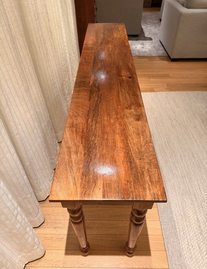 Side table (Category: Tables & Sets) located in Singapore. Submitted by oli0401 (Listing ID 1453772158, Image 2). Description: Classic custom made table - BRAND NEW!! L 200cm, W 38cm, 75cm. Legs can be dismantled for easy transportation..