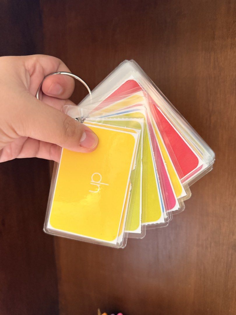 Sight Word Flashcards Ring Set (Category: Educational & Learning Toys) located in San Juan City. Submitted by findmephilippines (Listing ID 1453628914, Image 3). Description: - Set of sight word flashcards - Attached to a metal ring for easy organization - Features red, yellow, and blue cards - Ideal for children learning to read - Helps master basic words and build reading confidence - Cards are easy to flip through for quick practice.
